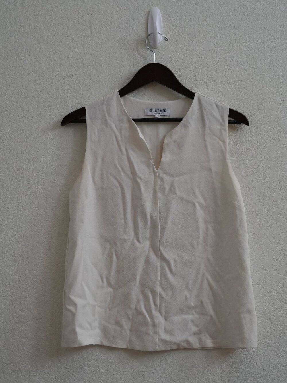 Of Mercer Womens S Ivory Sleeveless Split V Neck Shell Blouse Crepe Work Top